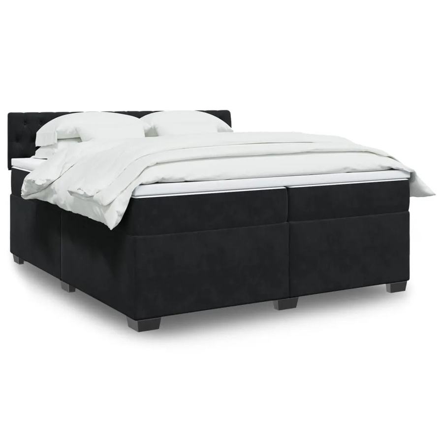 vidaXL Boxspringbett mit Matratze in Schwarz aus Samt mit USB-Ladeport und Unterbettbeleuchtung, B/T: 200 x 200 cm - Bild 2