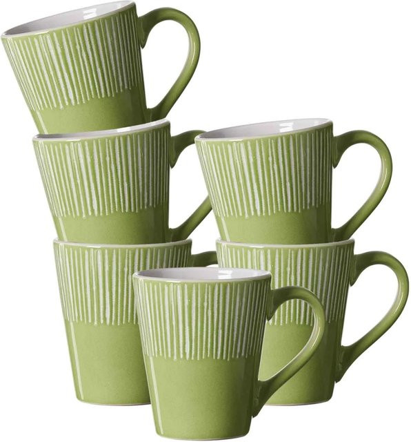 Ritzenhoff & Breker Henkelbecher Banda Keramik Grün gestreift 315 ml - Bild 1