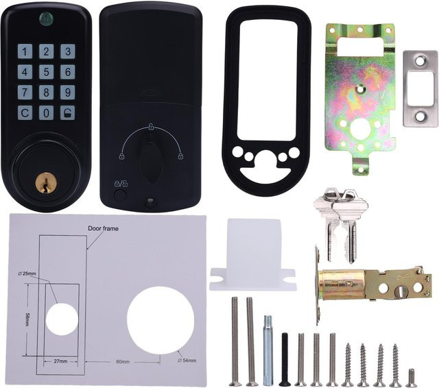 GoolRC Smart Lock Elektronisches Türschloss in Schwarz mit Passwort und mechanischem Schlüssel für schlüssellosen Zugang - Bild 1