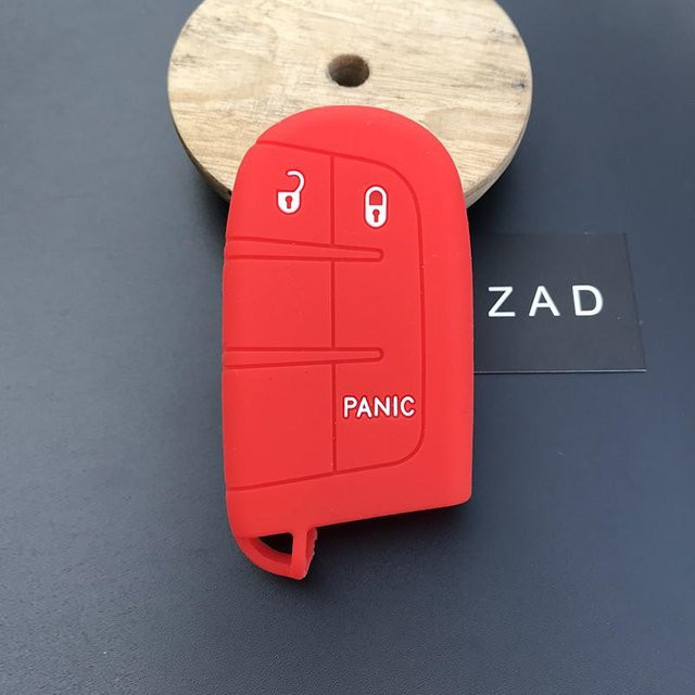 ZAD Silikonkautschuk Schlüsselhülle für Jeep, Chrysler, Dodge, Fiat 500X mit 2+1 Tasten in Rot - Bild 1