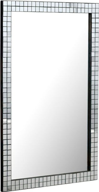 Moderner Wandspiegel aus Holz und Glas in Silber, rechteckig und geometrisch gestaltet - Bild 1