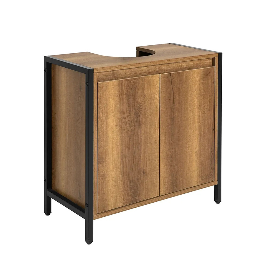 SoBuy Waschbeckenunterschrank mit 2 Türen in Braun im Vintage-Design, B/T/H: 60 x 30 x 30 cm - Bild 2