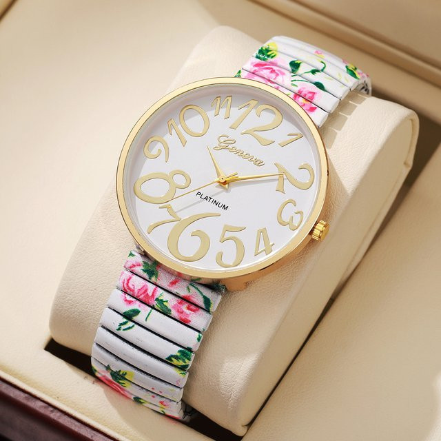 Armbanduhr Quarz, Silikon, Weiß, Gold, Damen - Bild 1