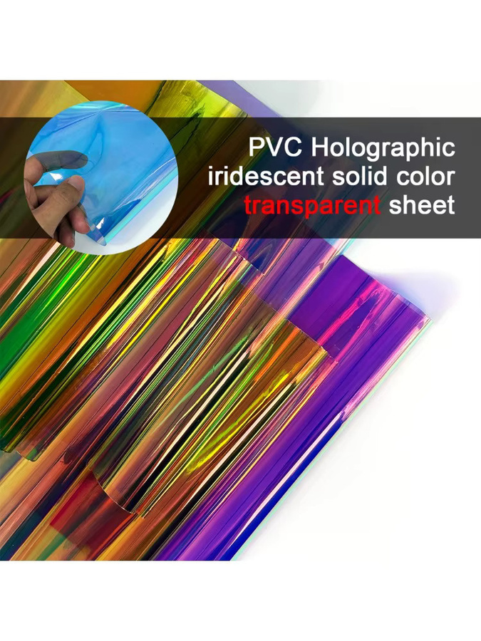 2er-Pack Holographische Irisierende PVC-Folie in Transparent Multicolour, Wasserdichter Stoff für DIY Handwerk und Nähen, B: 20 cm, H: 30 cm, Dicke: 0,3 mm - Bild 7