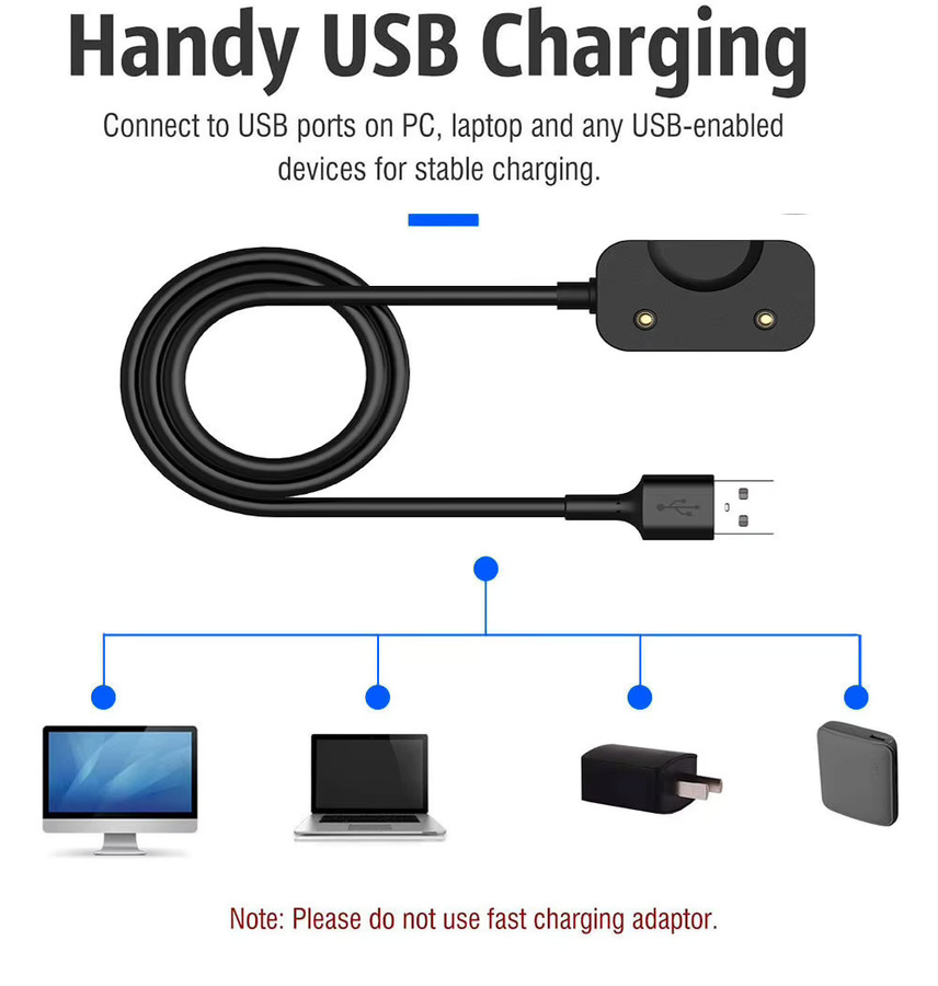 Samsung USB Typ-C Ladekabel für Galaxy Fit 3 R390 Smartwatch in Schwarz - Bild 3