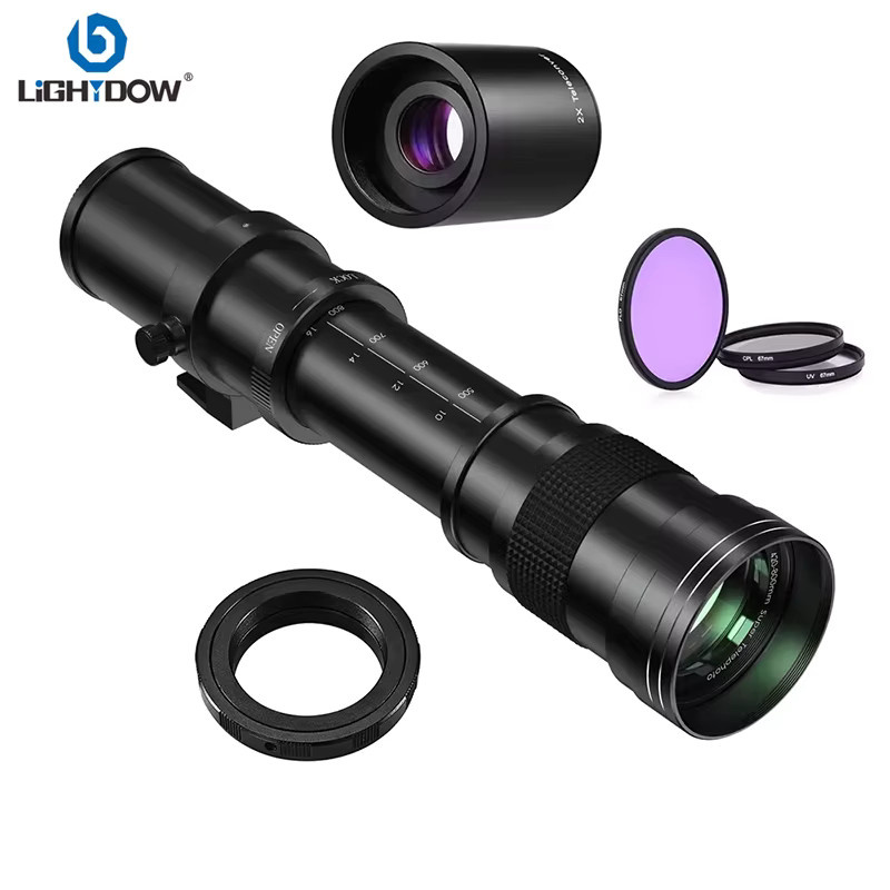 Lightdow Telezoomobjektiv 420–800 mm f/8,3–16 mit 2-fachem Konverter und 3-in-1 Kamerafilter-Set für Canon und Nikon in Schwarz und Weiß - Bild 2