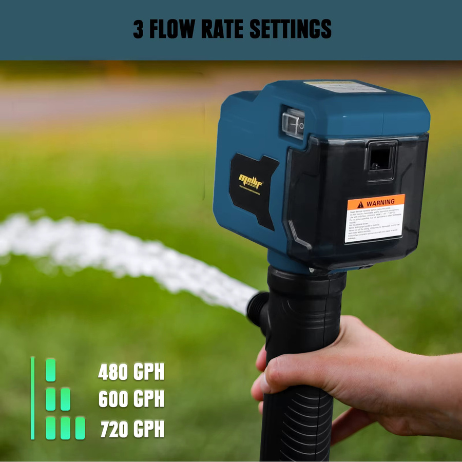 Mellif Akku-Stick-Wassertransferpumpe für Bosch 18V Akku GBA/GBA ProCORE, bürstenlose Tiefbrunnen-Tauchpumpe, Blau - Bild 2