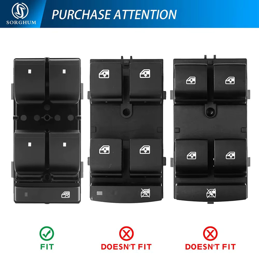 Fensterheberschalter vorne links in Schwarz für Chevy Silverado, GMC Sierra, Traverse, HHR und Yukon, ersetzt 25789692, 20945129, 25951963 - Bild 3