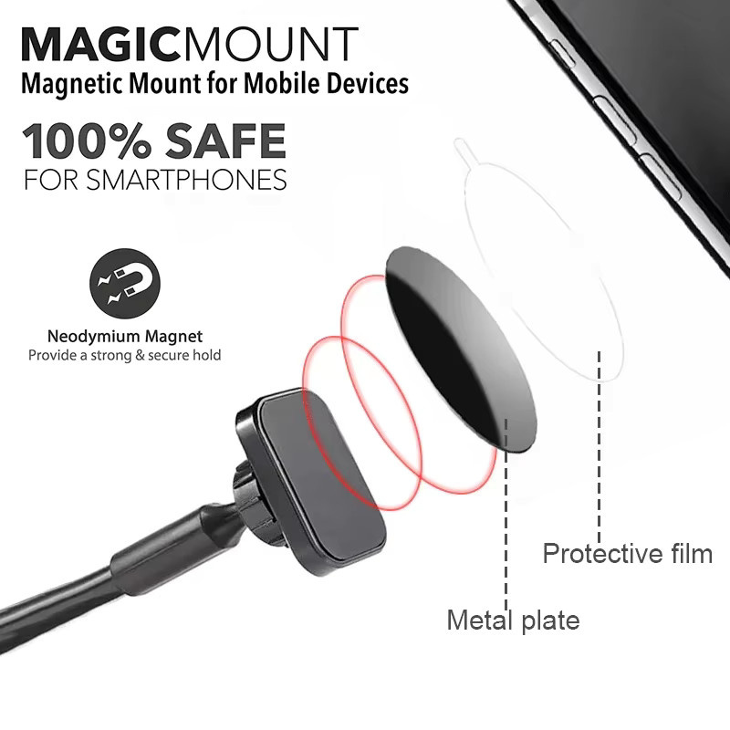 Homhu Magnetische Universal Handyhalterung für das Auto mit langem Arm für Windschutzscheibe und Dashboard in Schwarz - Bild 4