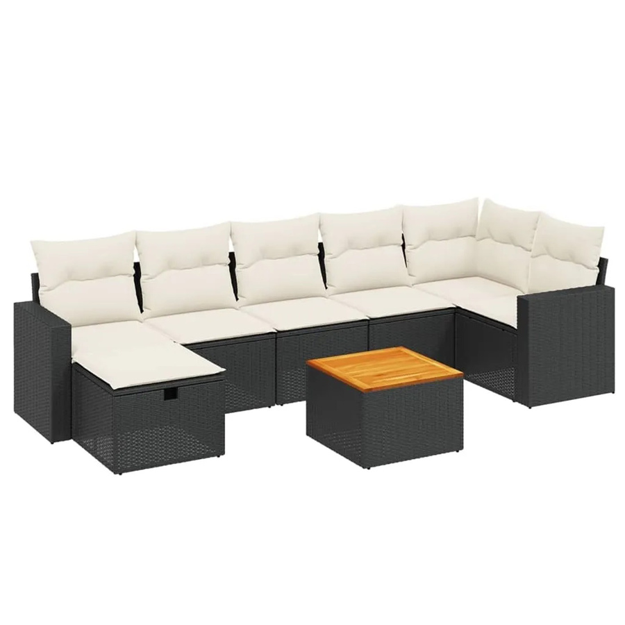 vidaXL 8-tlg Garten-Sofagarnitur aus Poly Rattan mit Kissen in Schwarz - Bild 2
