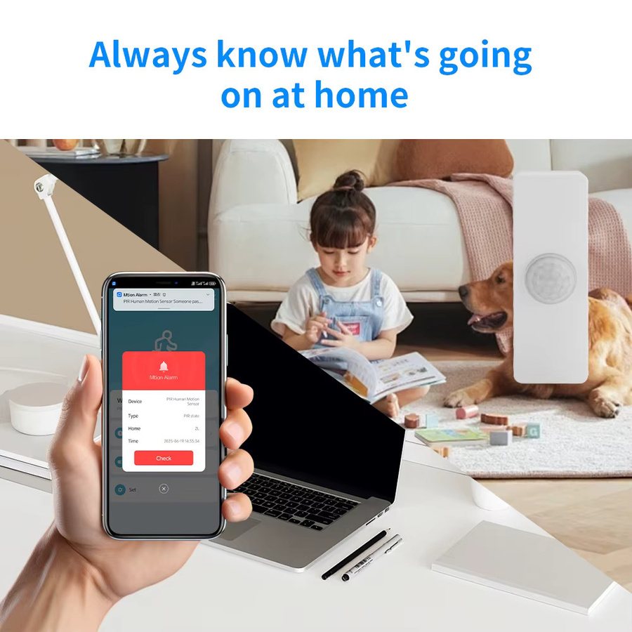 Tuya Smart Home WIFI Bewegungsmelder mit App-Steuerung und Alarmfunktion, kompatibel mit Alexa und Google Home, Weiß - Bild 4