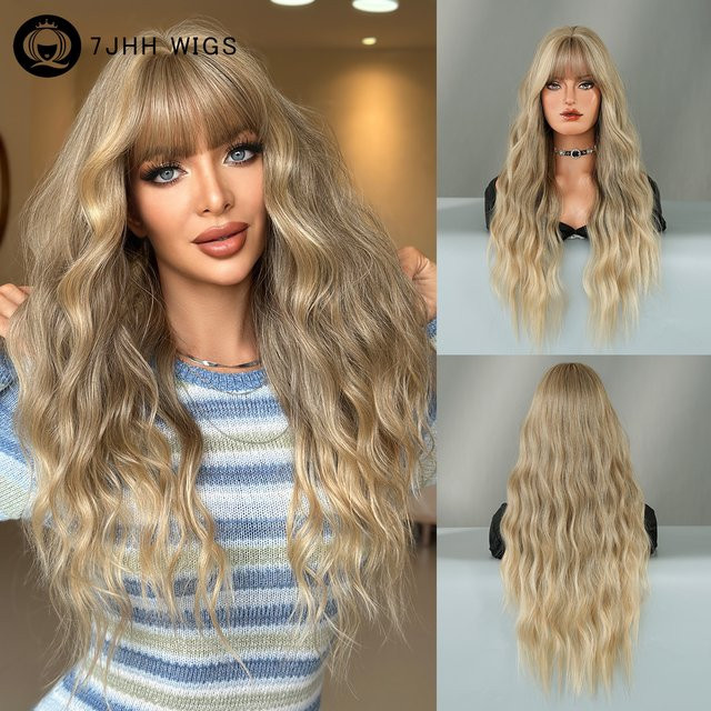 7JHH WIGS Perücke, lange Wasserwellen, Goldbraun, Damen - Bild 1