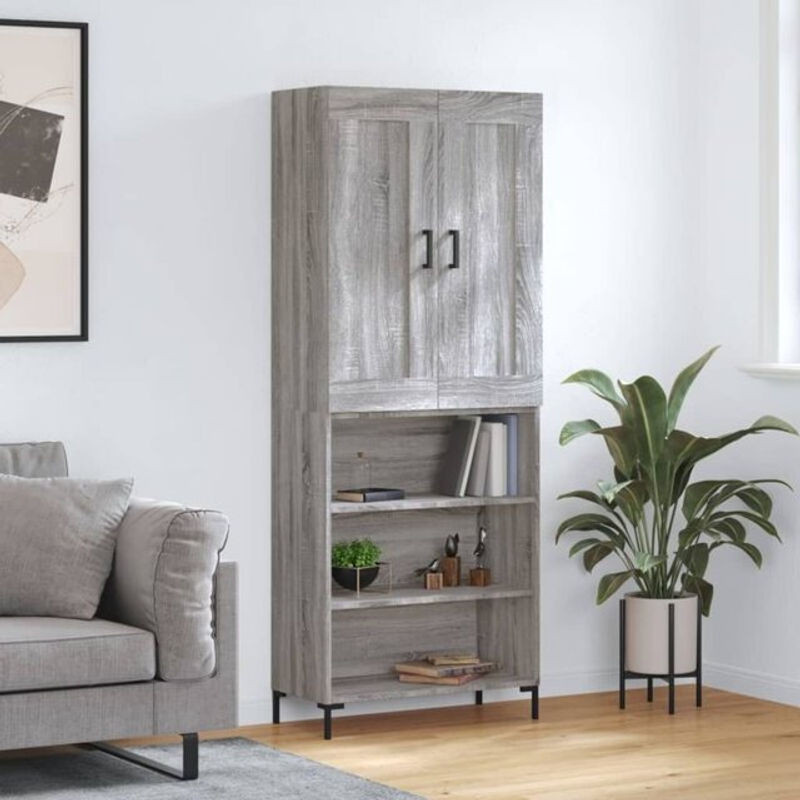 Vidaxl Highboard Modern in Grau aus Holzwerkstoff und Metall, B: 69,5 cm, T: 34 cm, H: 180 cm - Bild 1