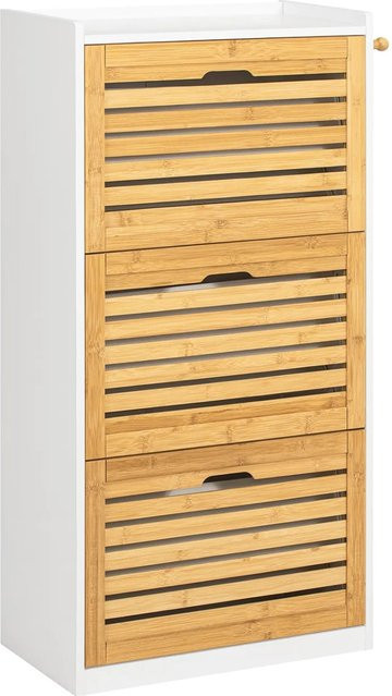 SoBuy Schuhschrank FSR108-WN mit 3 Klappen aus Bambus, Höhe: 112 cm, Breite: 55 cm, Tiefe: 30 cm - Bild 1