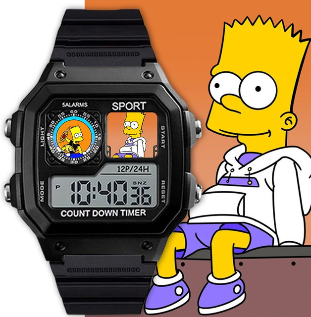 The Simpsons Digitale Quarzuhr in Schwarz mit Nachtlicht, Datum und geräuschlosem Mechanismus - Bild 1
