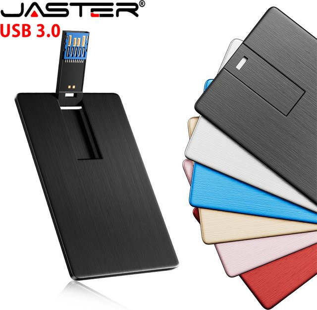 JASTER USB 3.0 Flash-Laufwerk Metallkarte als Memory Stick in Gold oder Blau - Bild 1