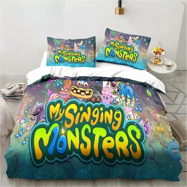 My Singing Monsters Bettwäsche Set aus Mikrofaser mit Bettbezug und Kissenbezügen, Mehrfarbig, B/H: 140 x 210 cm - Bild 1