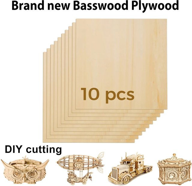 TWO TREES Lindenholz Sperrholz zum Basteln, unlackiertes Bastelholzbrett in Beige für Lasergravur und CO2-Laserschneiden - Bild 1