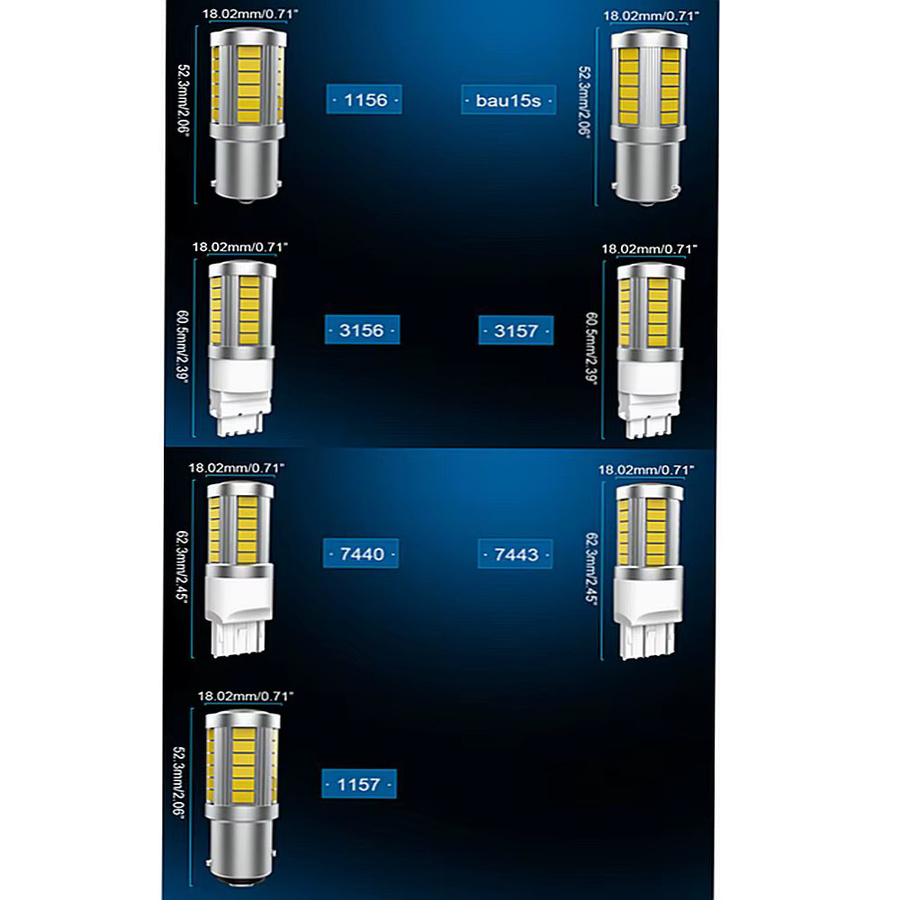 KaTur 2er Set LED Autolampen BA15S P21W Canbus für Blinker Rückwärtsgang Bremslicht und DRL in Weiß Rot oder Orange - Bild 2