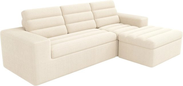 Merax Cloud L-Form Ecksofa aus Cord in Beige mit Polsterung und Schaumstofffüllung - Bild 1