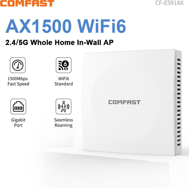 COMFAST AX1500 Wifi 6 Wireless Panel Access Point Dual-Band 2,4/5,8 GHz mit Gigabit-Port und Seamless Roaming in Weiß - Bild 1