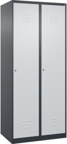 C+P Wäsche-Spind Classic PLUS mit 2 Abteilen, Stahlkonstruktion, anthrazitgrau und lichtgrau, B/T/H: 80 x 50 x 185 cm, mit Zylinderschloss - Bild 1