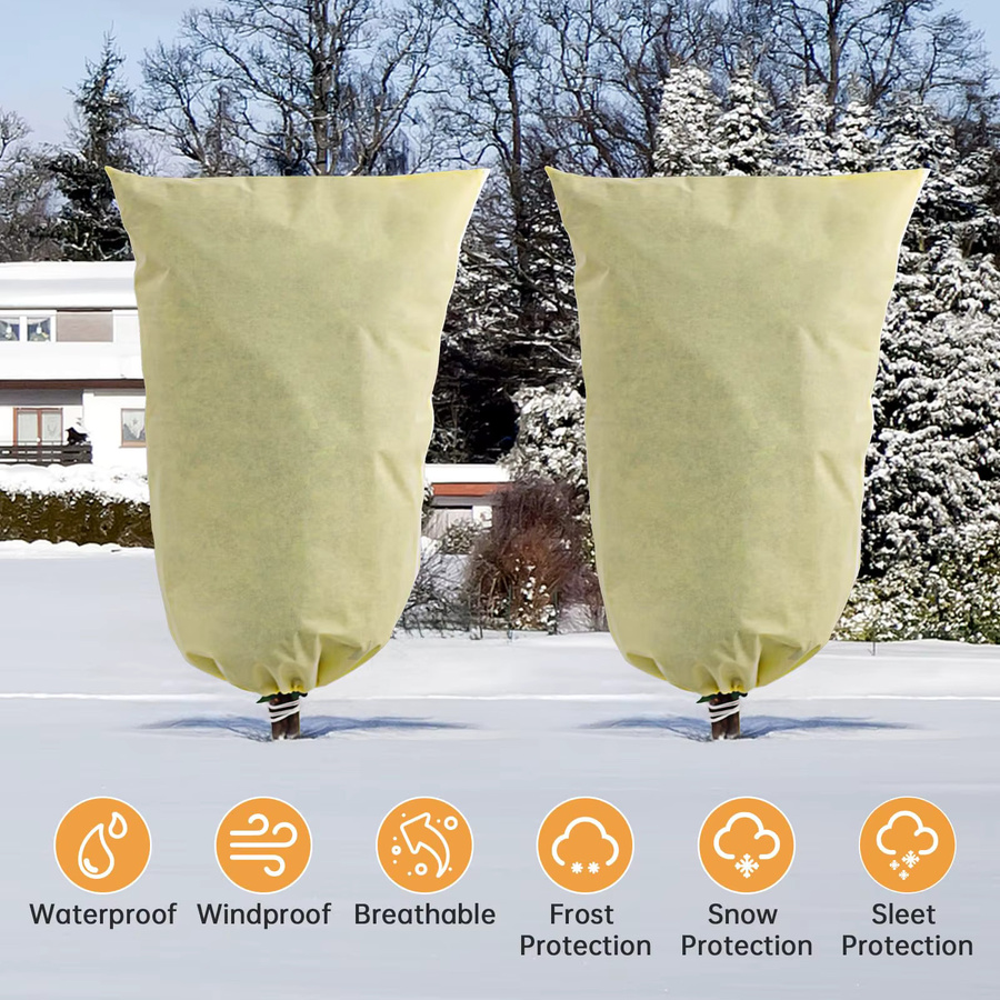 Frostschutz Pflanzenabdeckung mit Reißverschluss und Kordelzug, verdicktes Frosttuch für Pflanzen im Freien, B: 120 cm, H: 80 cm - Bild 2