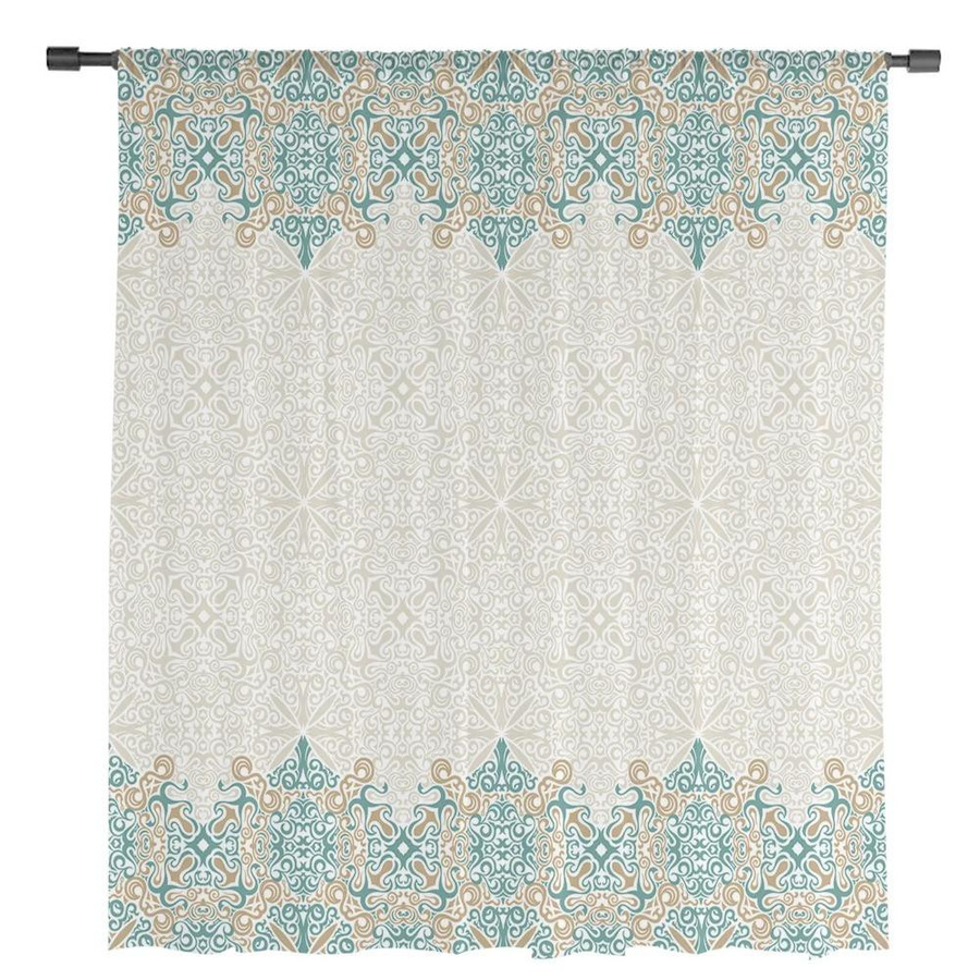 Yiran Furniture Transparenter Vorhang im Böhmischen Retro-Stil aus Organza und Tüll, Grün, Breite: 135 cm, Höhe: 115 cm - Bild 1