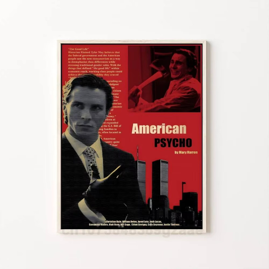 Retro Film Poster Psycho selbstklebender wasserfester Kunstdruck auf Papier, Wanddekoration Mehrfarbig - Bild 7