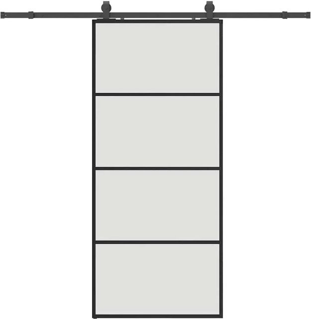 vidaXL Schiebetür aus ESG-Glas in Schwarz mit Beschlag, Breite: 90 cm, Höhe: 205 cm - Bild 1