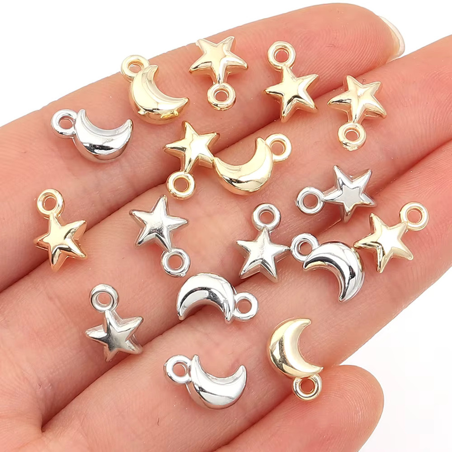 Charms-Anhänger Stern-Mond, Kunststoff, Silber, Unisex - Bild 2