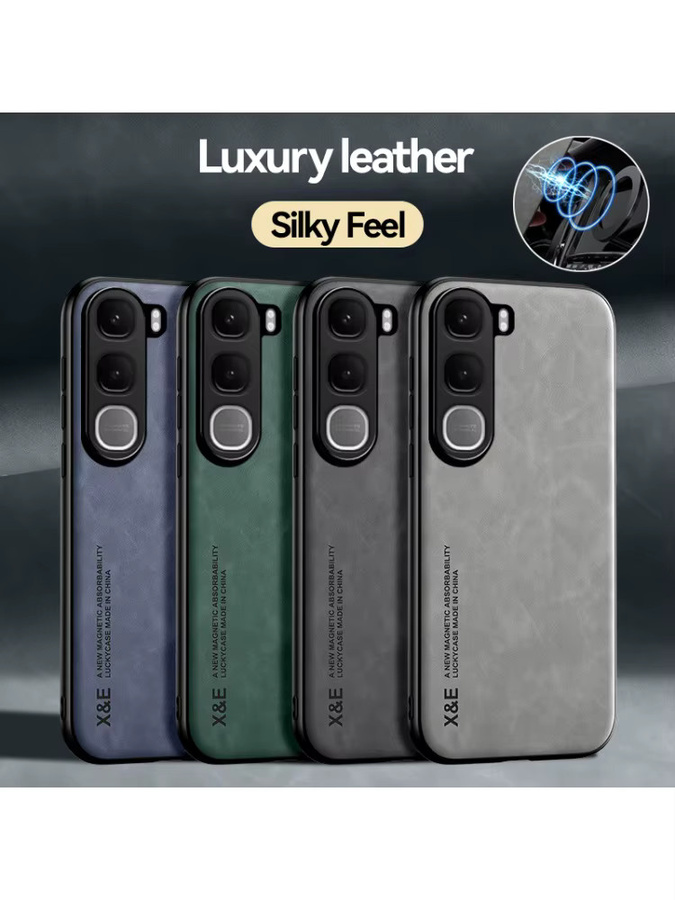 EUCAGR Luxus PU Leder Magnetische Stoßfeste Handyhülle für VIVO Y31 5G und VIVO Y21D 4G in Schwarz mit Metallplatte - Bild 4