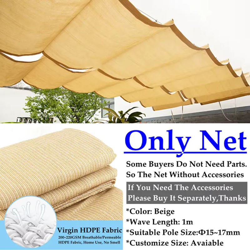 Tewango Sonnenschutznetz aus HDPE-Gewebe in Beige mit 95 % Schattierung für Innenhof, Pavillon und Pergola, B/T/H: 80 x 80 x 80 cm - Bild 4