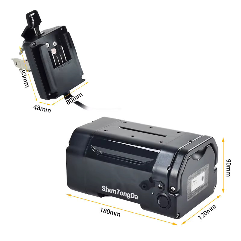 E-Bike Batterie in Sattelstützenmontage für Jenney A2B Kuo Magnum 250W 500W Motor, Farbe: Schwarz, Kapazität: 10Ah bis 17,5Ah, Spannung: 24V oder 36V - Bild 2