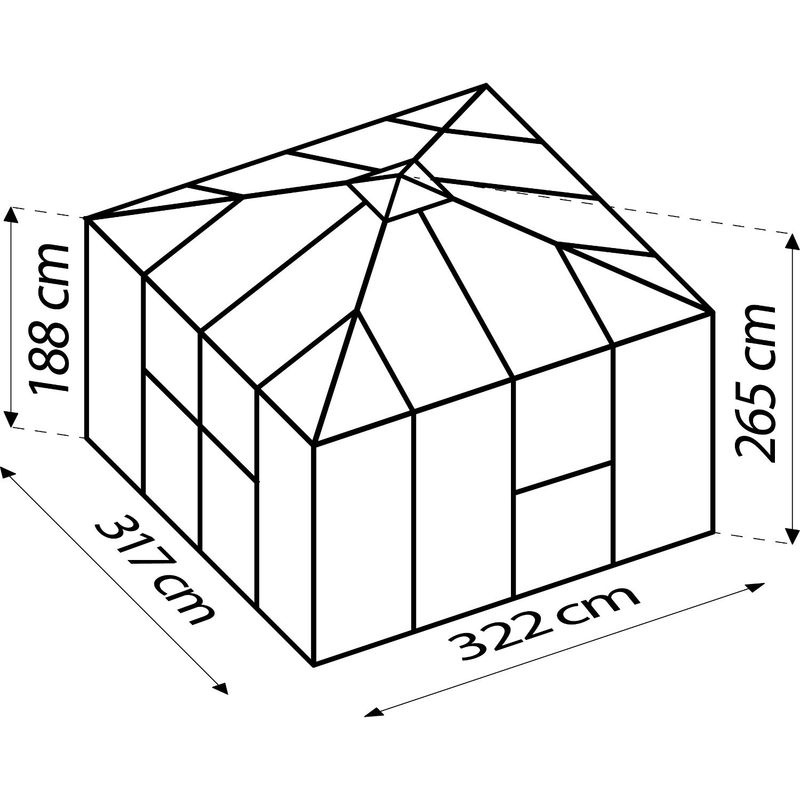 Vitavia Gerätehaus Universum in Schwarz und Salbeigrün mit einer Fläche von 10,2 m², B/T/H: 321,5 x 317 x 264,5 cm - Bild 3