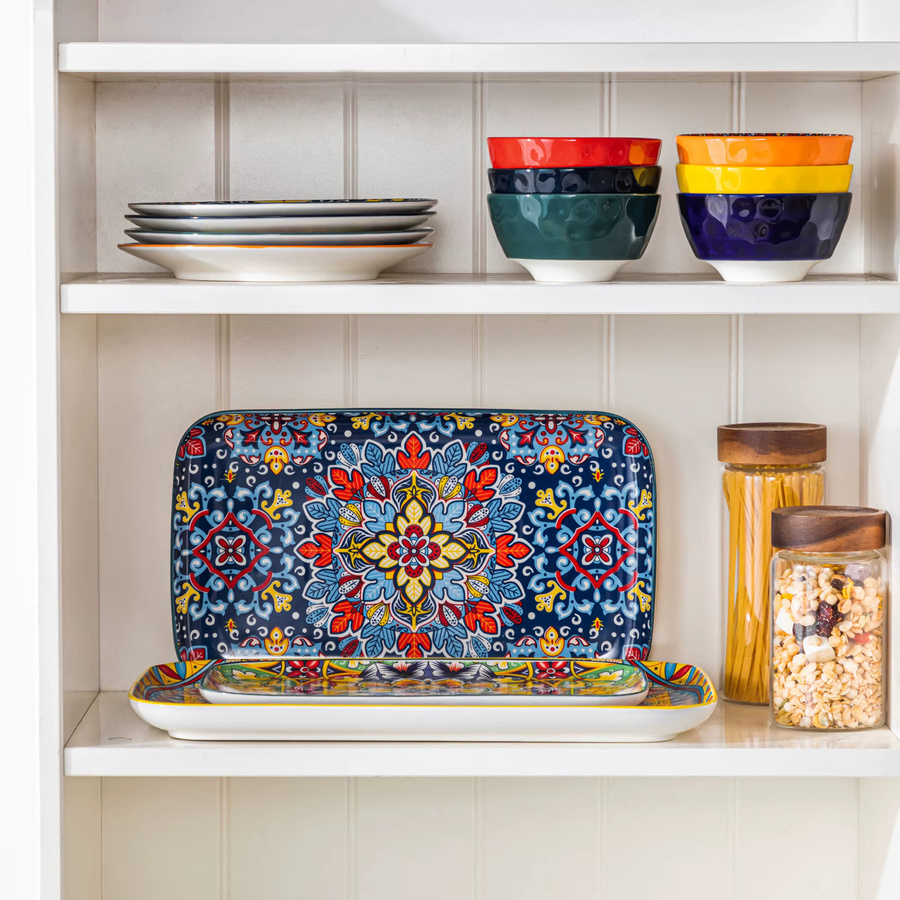 vancasso Keramik Salatteller-Set in Multicolour, 3/6-teilig mit rechteckigen Desserttellern für Kuchen, Salat oder Vorspeisen, ofenfest - Bild 4