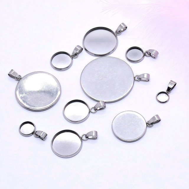 SUMOORL Charms Anhänger Edelstahl, Blank Cabochon Basisfassung, Unisex - Bild 1