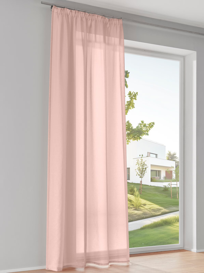 Dekostore Stoffpanel aus Polyester in Puder Pink, semi-transparent mit Rod-Pocket-Aufhängung - Bild 1