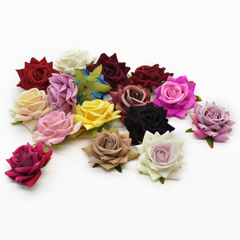 Künstliche Flanell-Rosenköpfe in Multicolour für Hochzeit und Tischdekoration, 10 Stück - Bild 3