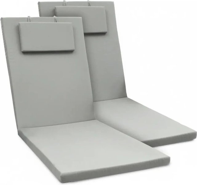 Beautissu 2er Set Gartenliege Auflage Loft RL Hellgrau B/T/H: 200 x 60 x 5 cm - Bild 1
