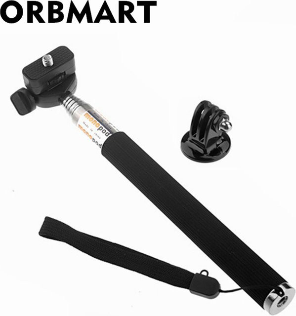 ORBMART Ausziehbares Handheld-Selfie-Stick-Einbeinstativ mit Halterungsadapter für GoPro Hero, DJI, Insta360 und Xiaomi Sport Action-Kameras in Schwarz - Bild 1