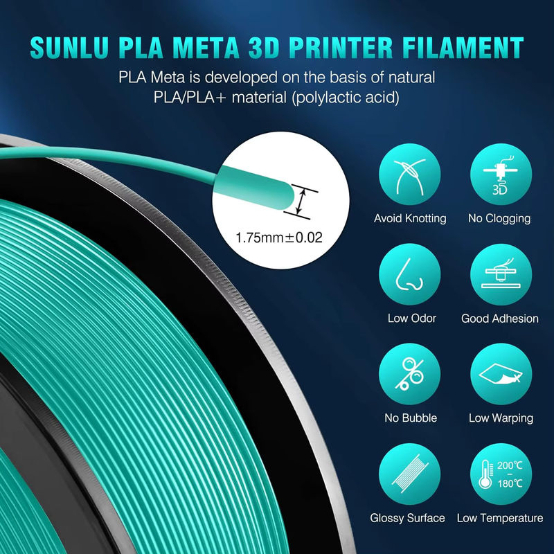 SUNLU PLA Meta/Matt 3D-Filament Set, 5 Rollen à 1 kg, Durchmesser 1,75 mm, für FDM-Drucker - Bild 3