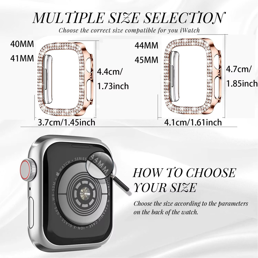 Samusak Uhrenzubehör Abdeckung für Apple Watch, Silikon, Roségold, Diamant, Kristall, Unisex - Bild 2