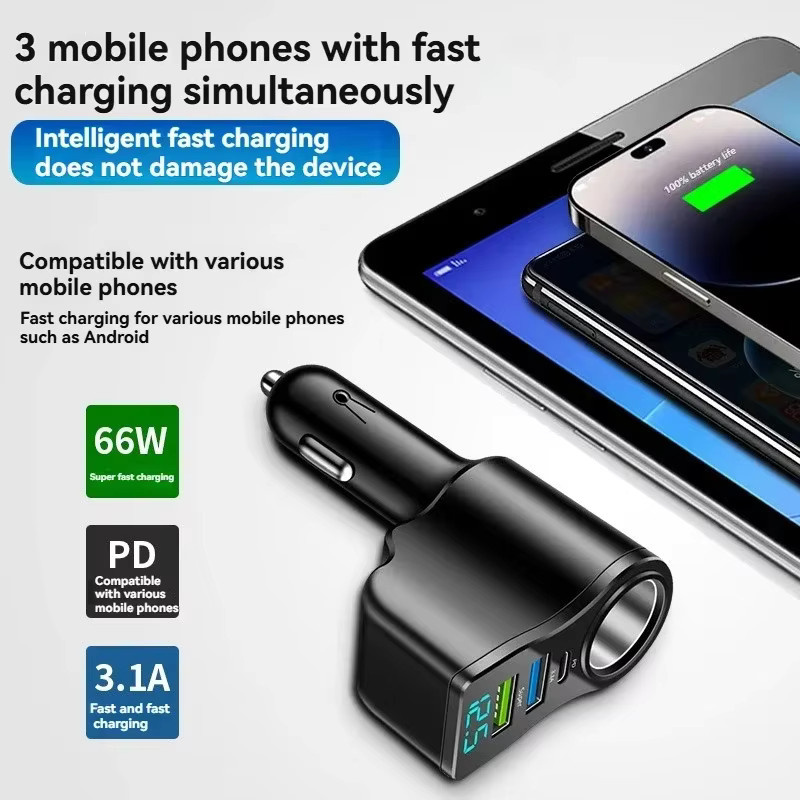 Schnelles Autoladegerät für Mobiltelefone als Konvertierungsstecker für den Zigarettenanzünder in Schwarz - Bild 5