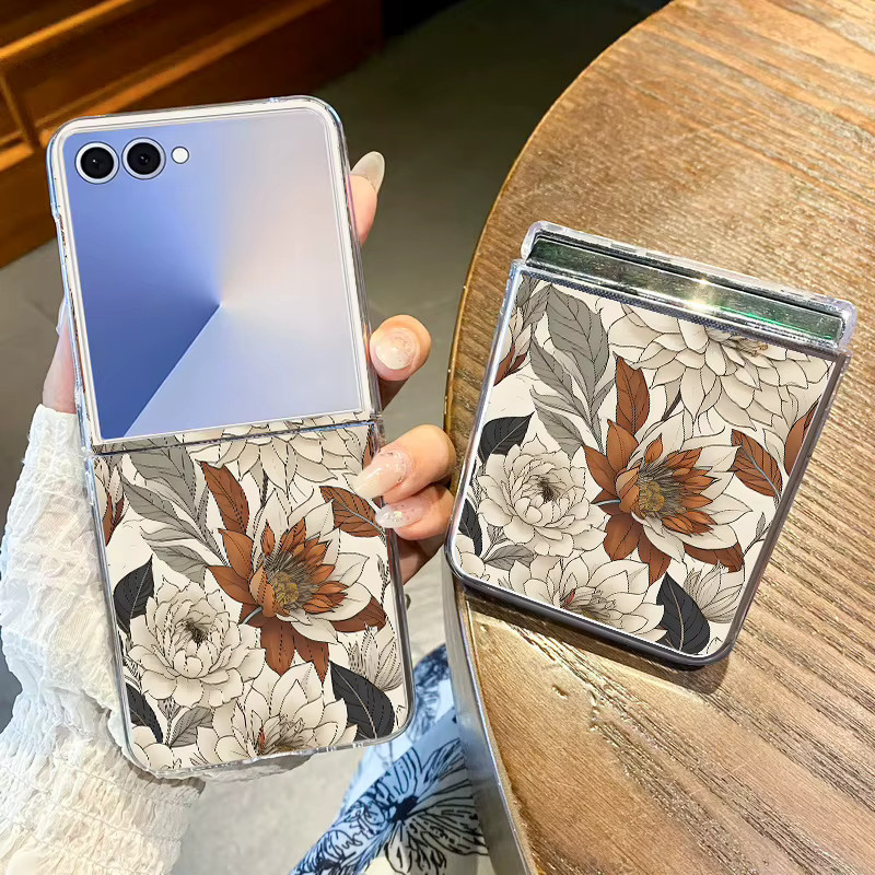 Samsung Galaxy Z Flip 6 Schutzhülle aus hartem PC mit buntem Blumenmuster in Transparent/Mehrfarbig - Bild 1