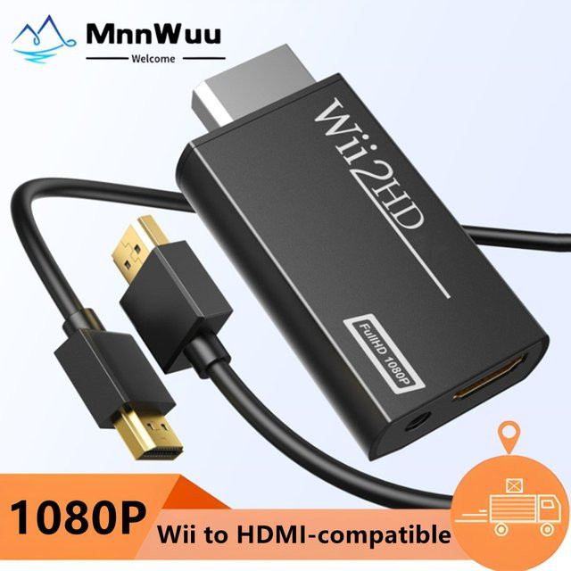 MnnWuu Wii-zu-HDMI Konverter mit HD-Kabel für 1080p Full HD in Schwarz - Bild 1