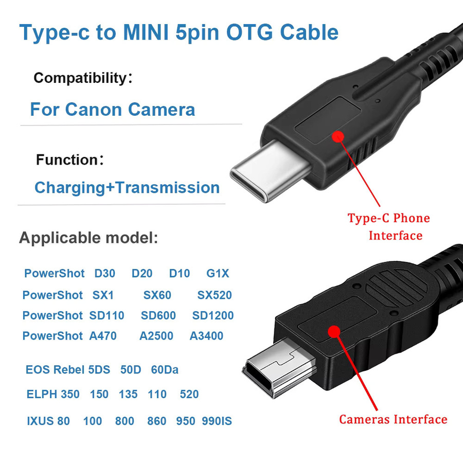 Canon OTG-Kabel in Schwarz zum Transfer von Fotos und Videos auf dein Smartphone oder Tablet - Bild 5