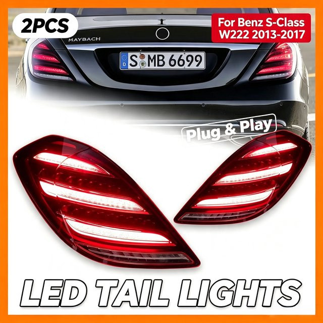 LED-Rücklicht in W223-Stil für Mercedes-Benz S-Klasse W222 (2013-2017) S350 S400 mit DRL und Brems-Blinkleuchten-Baugruppe von carinamoba in Rot - Bild 1