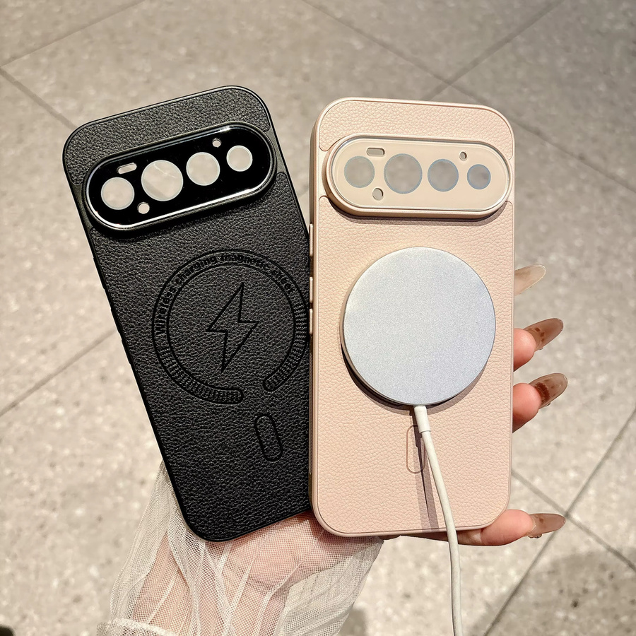 Luxuriöse Lederhülle mit matter Oberfläche für Google Pixel 11, 10, 9 Pro XL, 9 Pro und 8A mit MagSafe für kabelloses Laden, Farben: Blau und Schwarz - Bild 2