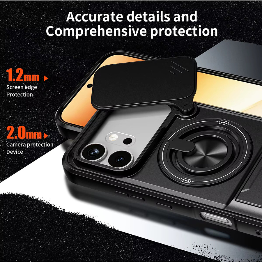 Magnetische Handyhülle für Honor 600 Pro und Honor 600 Lite mit drehbarem Kameraschutzring, Ständer und stoßfestem Schutz in Schwarz oder Silber - Bild 4